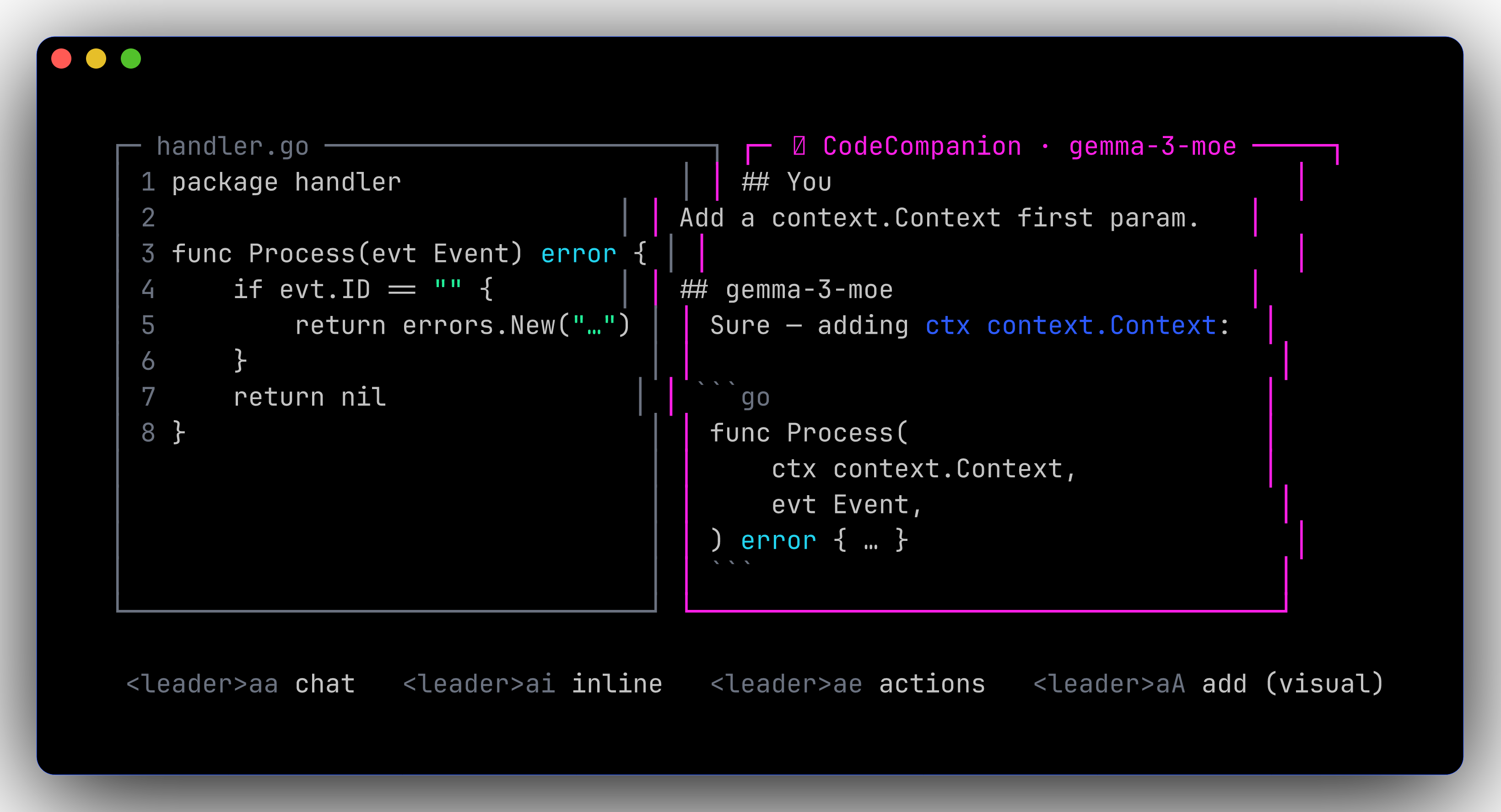 CodeCompanion chat panel